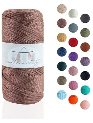 Makromecity Makramee Garn 2mm x 115m Premium Polyester Macrame Cord Polypropylene Yarn für Handwerk Wohndekorationen Platzteller Umhängetasche Handtasche Runner Schnullerkette 20 Farbe
