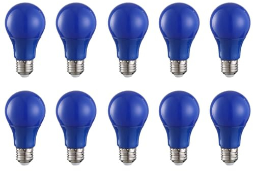 HUAMu 10er Set A60 farbige LED Leuchtmittel Birnenform 3W 25Watt Leuchtmittel Birnenform,für Außen & Innen, Blau