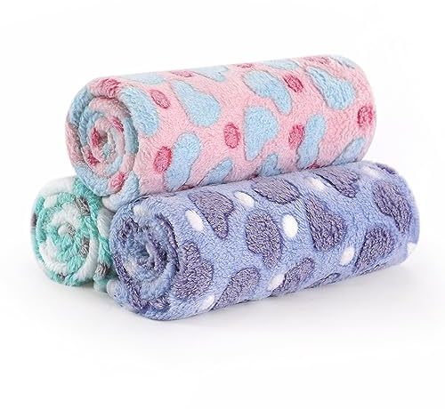 Demigeat Hundedecke Katzendecke Flauschig Waschbar für Kleine Mittlere Hunde und Katzen, 3er-Pack Weich Kuscheldecke Hund Katze für Frühling und Sommer, Haustier Hasendecke für Bett Transportbox