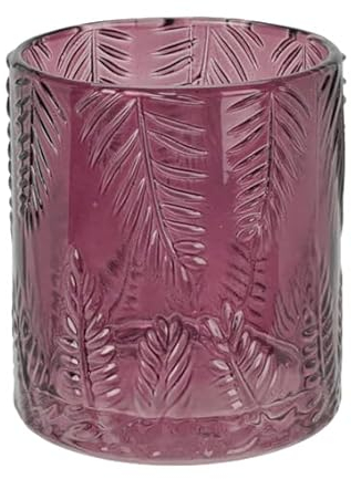 Teelichthalter Blätter Zweige Lila Gelb Grün Windlicht Herbst Tischdeko 9 cm, Farbe:Lila