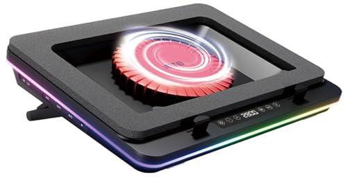 IETS GT600 RGB Laptop Cooling Pad Equipped With Gigantic Turbo-Fan(5.5inch Diameter),Sealed Foam for Rapid Cooling Gaming Laptop,14.1-19.3 inch Laptop Cooler With 3-Port USB Hub,Dust Filter (GT600V2)