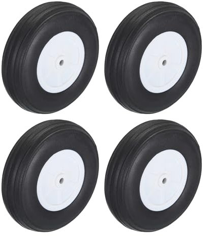 sourcing map A23111800ux0014 Lot de 4 roues d'avion RC de 10,9 cm OD en éponge PU, roue arrière de pneu en mousse de rechange pour modèle d'avion télécommandé, noir