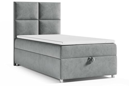Best For Home - Trinity K-2 Boxspringbett 90x200 Single Bonellfederkern | Bett mit Matratze und Topper | Boxspringbett mit Bettkasten | Einzelbett mit Stauraum | Polsterbett - mit Lieferung