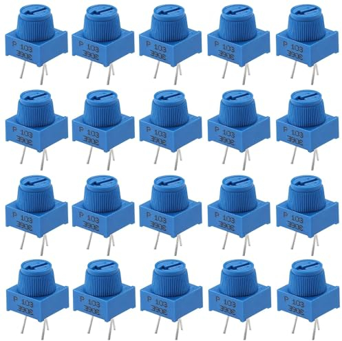 PENGLIN 20 Stück 10K Ohm Breadboard Trim Potentiometer, 3386P 3PIN Trimpot Potentiometer Kit mit Knopf für Arduino