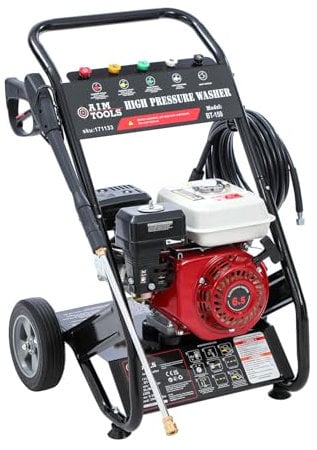 AIM Tools Petrol Pressure Washer, 6.5 HP 4 Stroke Petrol Engine, 150 Bar / 2200 PSI, Portable Power Jet Car Patio Driveway Garden Deck Fence Cleaner with Lance Accessories