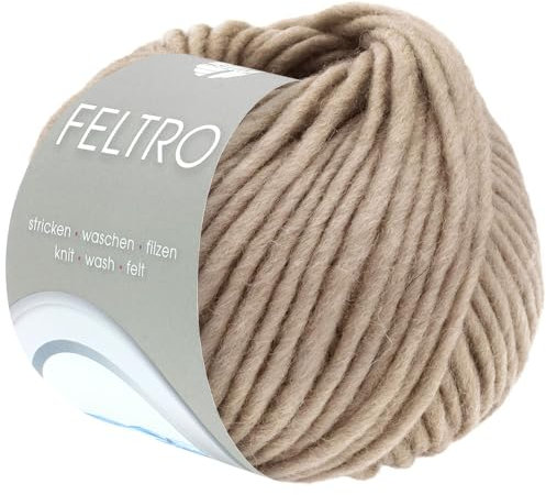 LANA GROSSA Feltro | Filzgarn für Kreativhandwerk, vielseitig, hochwertige Wolle zum Nass- und Trockenfilzen | Handstrickgarn aus 100% Schurwolle | 50g Wolle zum Stricken & Häkeln | 50m FB 122