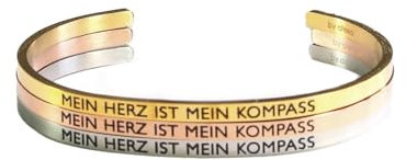 Eleganter Armreif Armband silber mit Mantra und Spruch bis ca. 20 cm. MEIN HERZ IST MEIN KOMPASS