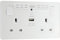AMK® BG Double Switched Power Socket 13 Amp 2 Gang Plastic With WiFi Amplifier and USB Port Pearlescent White
