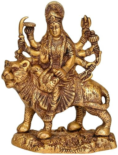Amilav Collections Messinggöttin Durga-Statue, Höhe 15,2 cm, Heimdekoration
