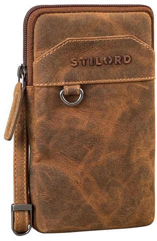 STILORD Tyrell Brusttasche Herren Leder Schultertasche mit Gürtelschlaufe Handytasche zum Umhängen Brustbeutel Crossbody Bag Vintage Gürteltasche Farbe:Bergamo - braun