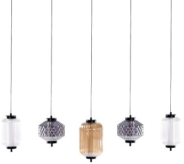 Beliani LED Hängelampe mit Glasschirmen mehrfarbig/bunt 5-flammig Metall Glas Sullane