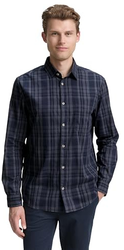 TOM TAILOR Herren Regular Fit Hemd mit Karo-Muster