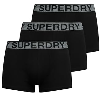 Superdry Mens Trunk Triple Pack Boxer Shorts - Triple Black/Grey - S