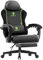 Dowinx Gaming Stuhl, Ergonomischer Gamer Sessel aus PU-Leder mit Lendenstütze, Massagefunktion und breiter Rückenlehne, Belastbar bis 150 kg, Grün