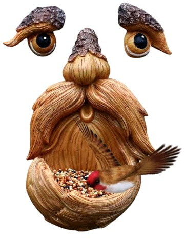 Générique Old Man Tree Face Resin Statue, Whimsical Wall Art Garden Decor, Adorable Backyard Face Arts, Outdoor Trees Trunk Ornament for Yard, Stump, Patio, Inspired Landscape, Brown