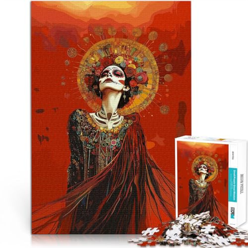 Puzzle 1000 Teile für Erwachsene Frau im Rock am Tag der Toten Aus Karton，Geeignet für Kinder ab 14 Jahren Anspruchsvoll, Aber lustig und humorvoll tolles Geschenk。Größe：38x52cm/14.9x20.4Zoll