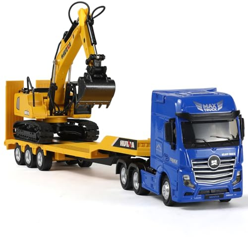 SHINESIGNAL Escavatore Camion Container 1:50, Giocattoli Modello Camion Container per Bambini Altamente Simulati per Giocattolo per Bambini- Blue