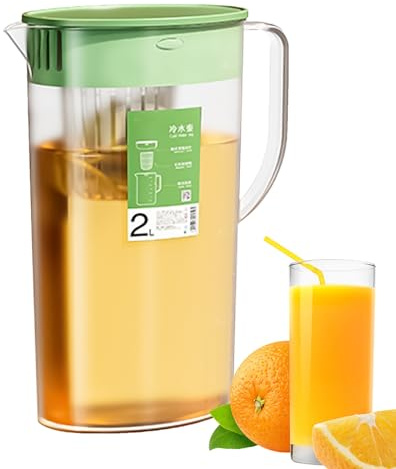 Water Infuser Pitcher – Glass Pitcher | Caraffa per infusione | Brocche ideali per tè freddo Sangria limonata Tea ermetica per freschezza e comodità, ottime bevande fredde Foor