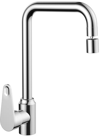 FALSKT Laiton Robinet De Cuisine Pivotant À 360 ° 2 Modes Débit D'eau Robinet De Cuisine Eau Froide Et Chaude Mitigeur D'évier De Cuisine Avec Pivotant Pour Cuisine Économie D'eau Silencieuse Argent