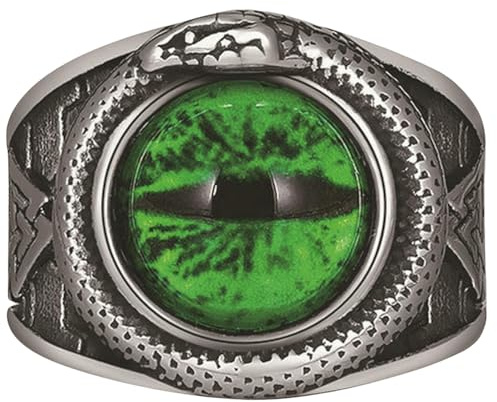Jpltlvy Edelstahl-Wikinger-Schlangenaugen-Ring Herrenschmuck Geschenk