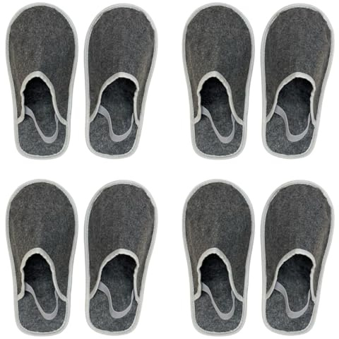 Xlabor Felt Museum Slippers, Set of 4 Pairs with Elastic Band, Shoe Covers for Floor Protection Against Dirt and Scratches, Craftsman Slippers, Felt Overshoes, Lock Slippers, grey 4 pairs set, 47/50