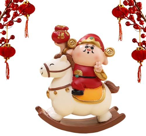 Générique Schaukelpferd Statue für Büro | Chinesische Bürodekoration aus Kunstharz – Retro-Ornamente für Schaukelpferd | für Haus, Auto, Wohnzimmer, Nachttisch, Party, Festival,