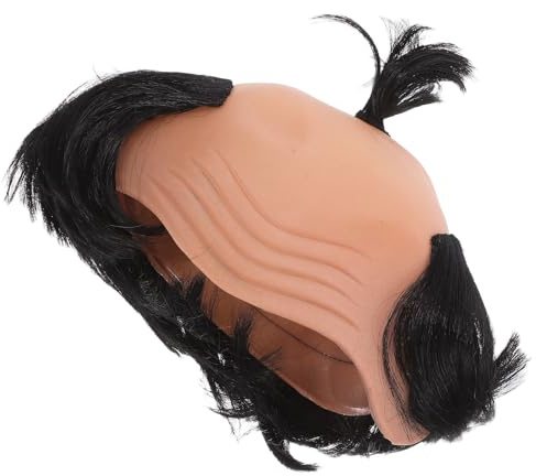 POPETPOP Latex Glatzenperücke Herren mit Samurai Haarteil Bequemes Zubehör für Karneval Rollenspiel und Kostümparty 1 Stück