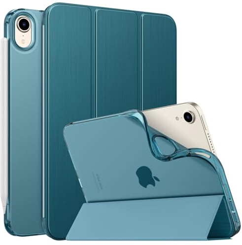 MoKo Case for iPad Mini (A17 Pro) 7th/6th Gen 2024/2021, French Blue | iPad Mini 8.3 Inch Case Protective Trifold Folio Cover, Flexible Soft TPU Translucent Back Smart Cover, Auto Wake/Sleep