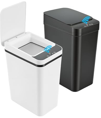 Vexnaro Cubo de Basura Automático con Sensor 12L, Set de 2 Papelera Inteligente con Tapa Automática Silenciosa e Impermeable, Sin Contacto para Baño, Cocina, Oficina, Dormitorio