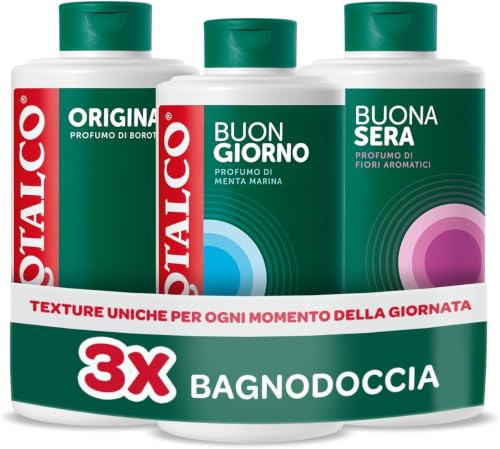 Borotalco, Kit con 3 Bagnodoccia, Bagnoschiuma Originale Borotalco, Rinfrescante e Defaticante, Menta Marina e Fiori Aromatici, per la Routine Quotidiana, 3x500 ml - Esclusiva Amazon