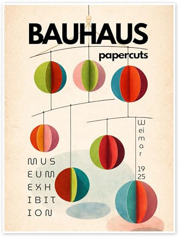 Posterlounge Bauhaus Papercuts Museum Exhibition Poster | 60 x 80 cm Wandbilder Wanddeko