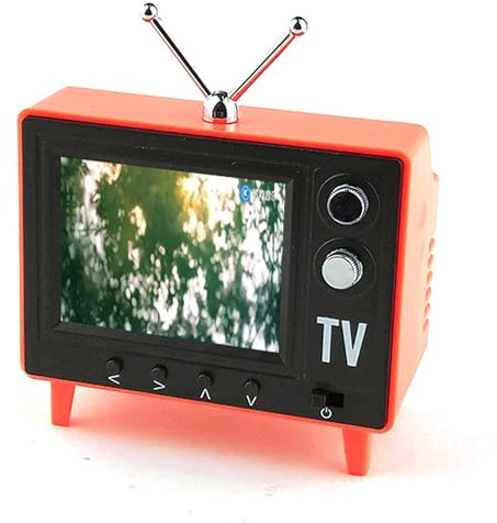 Retro Mini TV, 2.4 Inch Portable Tiny Vintage TV with 8gb Storage, Ips HD Screen & 1500mah Battery for Dollhouse Miniature Scenes, Orange, mini retro, Summer Decor