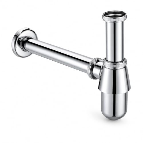 Bottle Trap Basin Waste, Pop-Up Sink Waste Pipe Trap Adjustable Wall-Mount | G1-1/4 Universal, Telescopic P Trap, Adjustable Height, Anti-Rust, Odour-Proof, For Kitchen Sink Bathroom Basin Washbasin