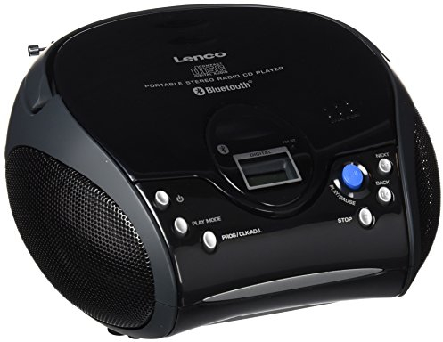 Lenco SCD-32 BT de radio portable avec lecteur CD et Bluetooth; radio FM avec écran LCD, prise casque 3,5 mm et antenne télescopique