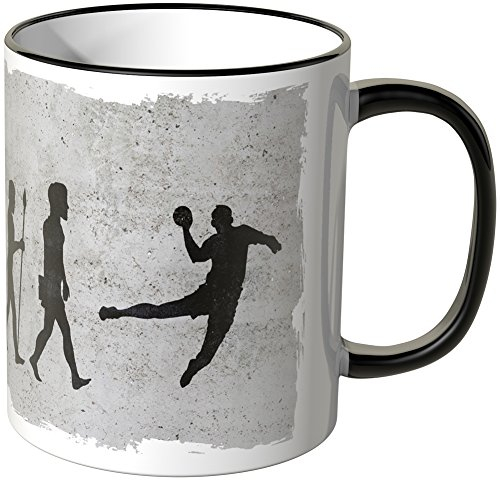 JUNIWORDS Tasse - Evolution Handball - Keramik mit Henkel - Schwarz, 0,3 l
