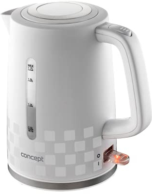 CONCEPT Hausgeräte rk2340 Kunstoff Wasserkocher, Herausnehmbarer Anti-Kalk-Filter, 1,7 L, 2150 W, 3D Druck, Weiß