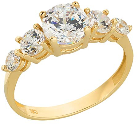 Ardeo Aurum Damenring aus 333 Gold Gelbgold mit Zirkonia im Brillant-Schliff Antragsring Verlobungsring
