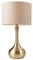 National Lighting Modern Table Lamp - 3-Stage Dimmer Touch Lamp for Desk - Bedside Reading Lamps for Bedroom - Soft Brass Effect & Taupe Cotton - 40W 240V Incandescent E14 Candle (Not Included)