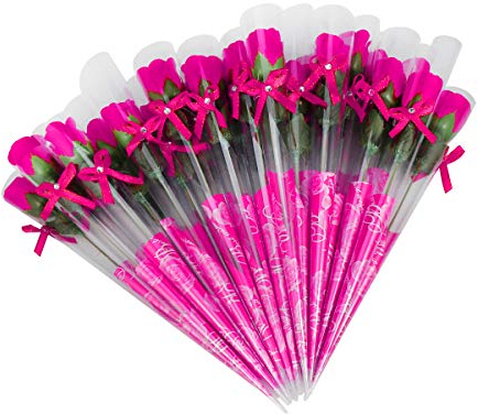 38 Stück Rosen aus Seife Gastgeschenk Pink Fuchsia Rose Blütenblatt Bad Körper Seife Hochzeit Party Geschenk Deko für Valentinstag Muttertag Jahrestag