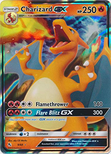Pokemon Charizard GX 9/68 Ultra Rare Card (Hidden Fates) + TitanCards® Toploader