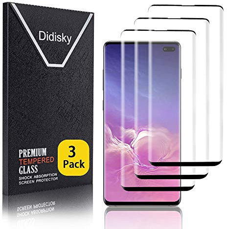 Didisky Lot de 3 Protecteur Verre Trempé pour Samsung Galaxy S10 Plus, Film Protection écran, dureté 9H, Pas de Bulles, Haute définition