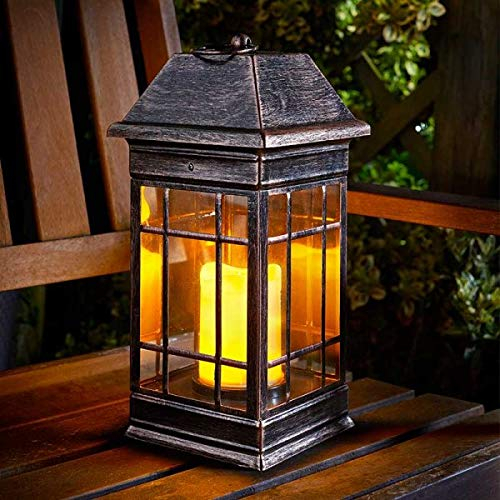 Garden Mile Solar Garden Lights, Fairy Lanterns, Jar Lights, LED Outdoor Fairy Lights, Hanging Lantern for Garden, Courtyard, Wedding, Party, Bar, Café or Christmas, Wall, Table, (Candle Lantern)