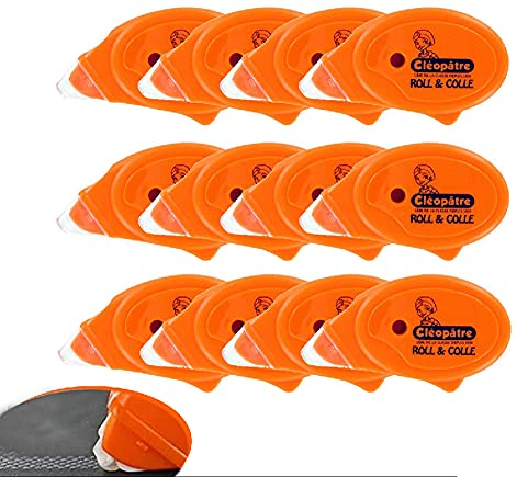 CLEOPATRE - Lot de 12 roller de colle permanente PH neutre 8 mètre