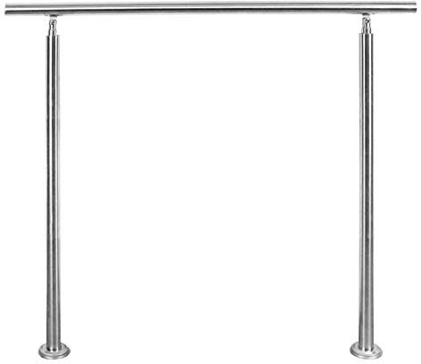 Froadp 100cm Edelstahl Treppengeländer Winkelverstellbar Handläufe mit Kugelring und 2 Pfosten Innen Stange Geländer-Set für Treppen Balkon Terrassen Brüstung(0 Querstäbe)