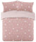 Dreamscene Star Thermal Teddy Fleece Duvet Cover with Pillowcase Soft Warm Fluffy Bedding Set, Blush Pink White - Superking Size