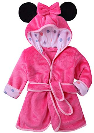 Peignoir de bain pour bébé garçon et fille en polaire corail doux multicolore avec capuche (Taille : 3-4 ans, couleur : rose)