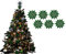Simply Products Pack of 6-10cm Glitter Hanging Decoration, Snowflakes Christmas Tree Decorations (Dark Green)
