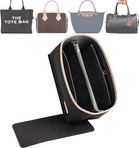 Doxo Väskorganisatör och bottenförstärkare 2-pack – kompatibel med Speedy 25 väskorganisatör, Le Pliage S, Neverfull, On The Go, Carryall, Graceful, Noé, Book Tote Bag med flera (M, svart)