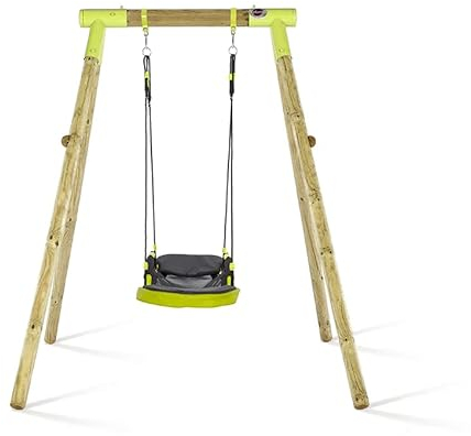 Plum premium outdoor garden glide nest swing for kids play childrens wooden round pole swingset for 3 years plus max user 100kg