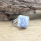 HGJH Ring Damen, Quadratischer Cabochon Naturstein Ring Sodalith Größenverstellbare Fingerringe Damen Modeschmuck